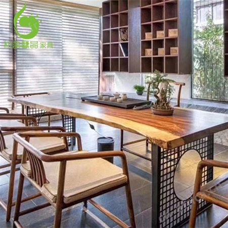 朴舍茶桌茶台 新中式实木仿古茶桌椅 客厅喝茶桌 会客桌泡茶台 古典功夫茶桌椅组合