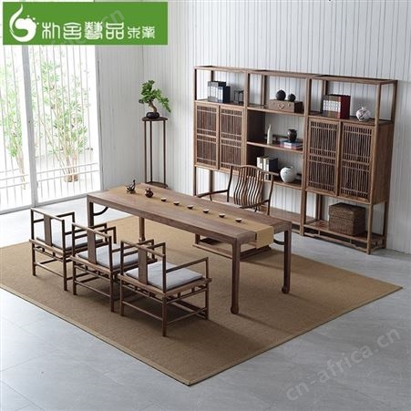 浙江中式实木茶桌 南榆木仿古茶公茶桌椅组合 禅意实木功夫茶台套装