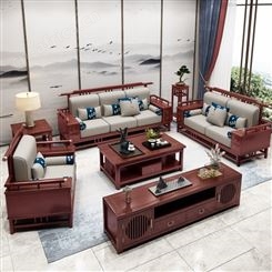 新中式沙发现代简约中式冬夏两用环保 全实木沙发轻奢别墅客厅家具直销